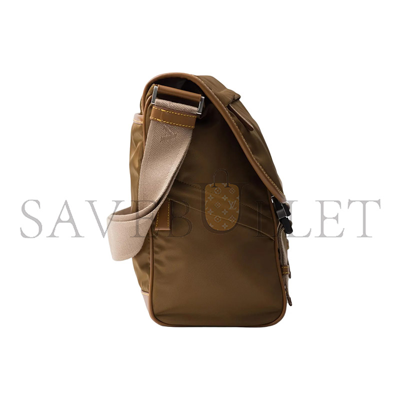 Pra*a large re-nylon and suede shoulder bag 2vd052 (30*27.5*14.5cm)
